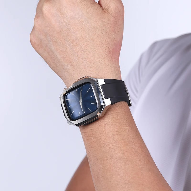 Stainless Steel Case With Rubber Band for Apple Watch