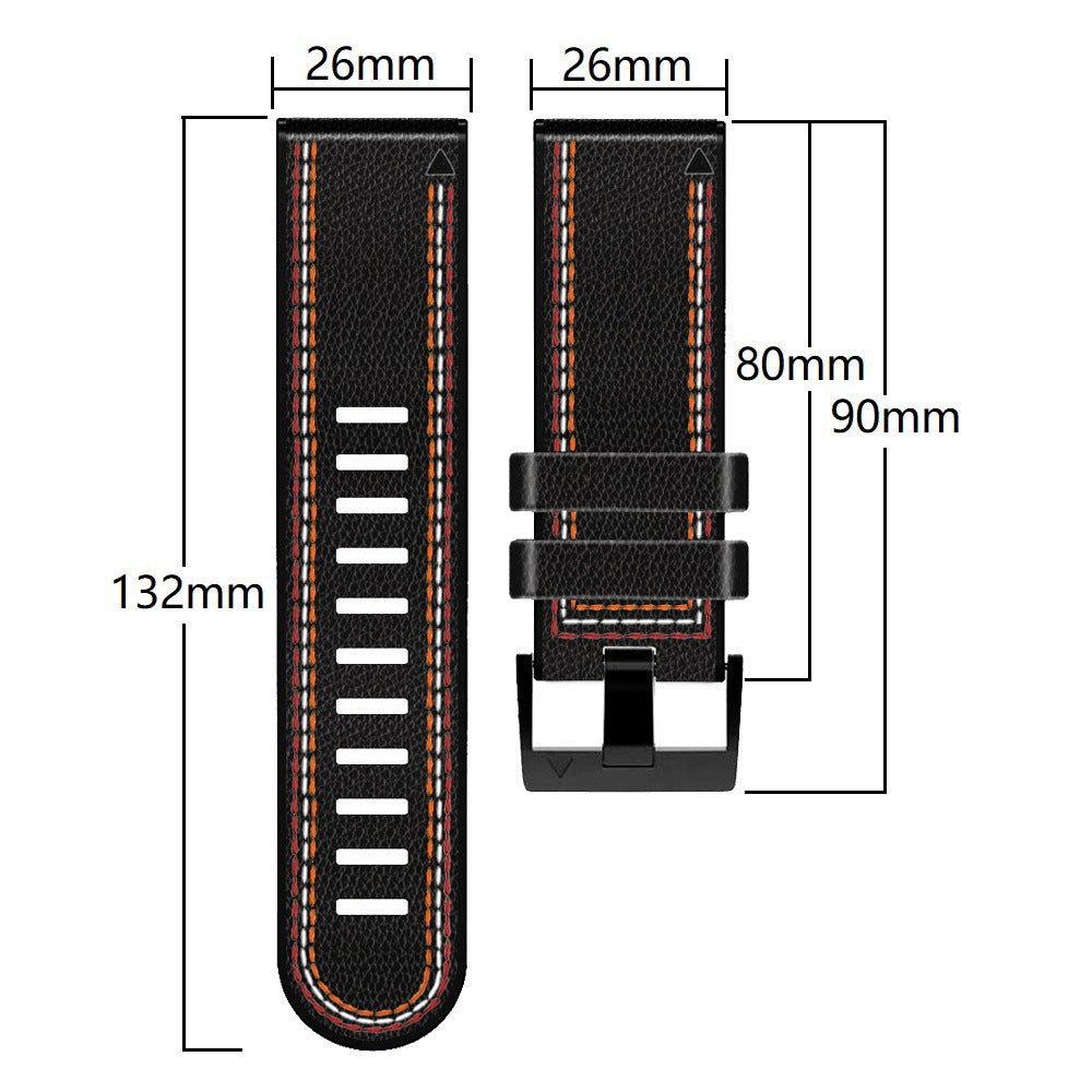 Grained Leather Strap for Garmin Fenix 8 7X 6X Pro