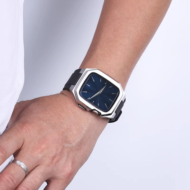 Stainless Steel Case With Rubber Band for Apple Watch