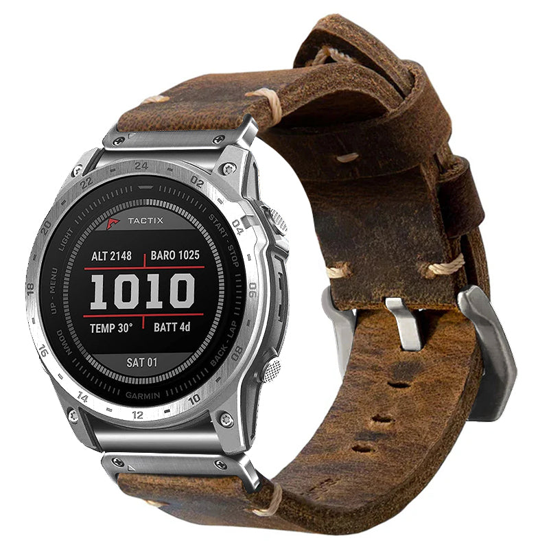 Vintage Leather Strap For Garmin Fenix 8 7X 6X Pro