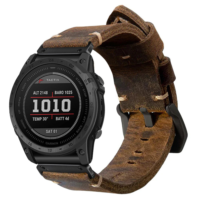 Vintage Leather Strap For Garmin Fenix 8 7X 6X Pro