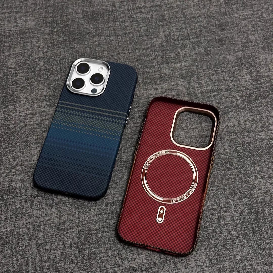 Magnetic Kevlar Carbon Fiber Pattern For iPhone 16Pro 15 Pro Max 14