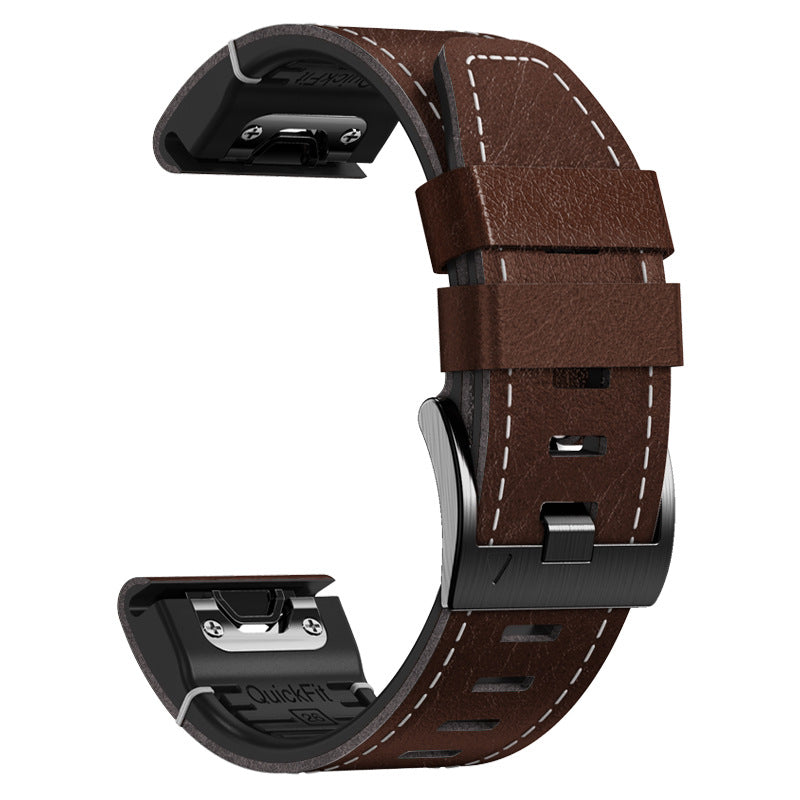 TPU + Leather Strap for Garmin Fenix 8 7X 6X Pro