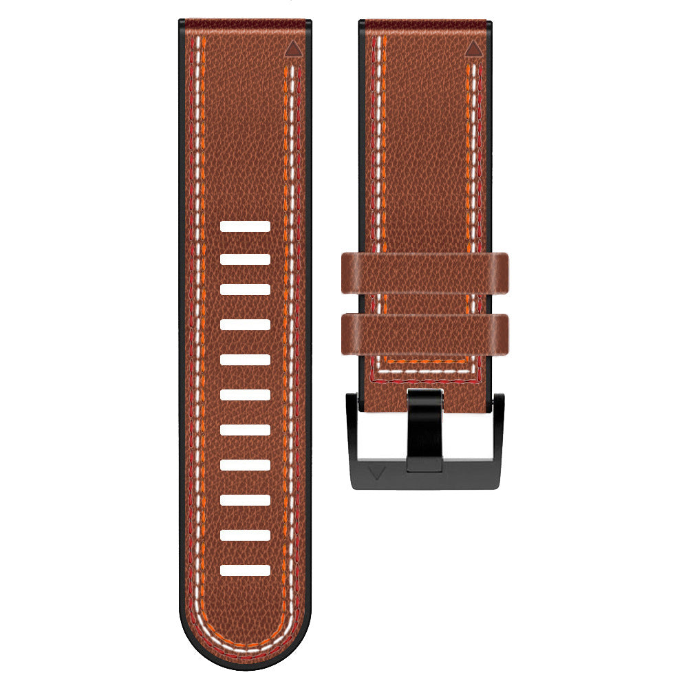 Grained Leather Strap for Garmin Fenix 8 7X 6X Pro