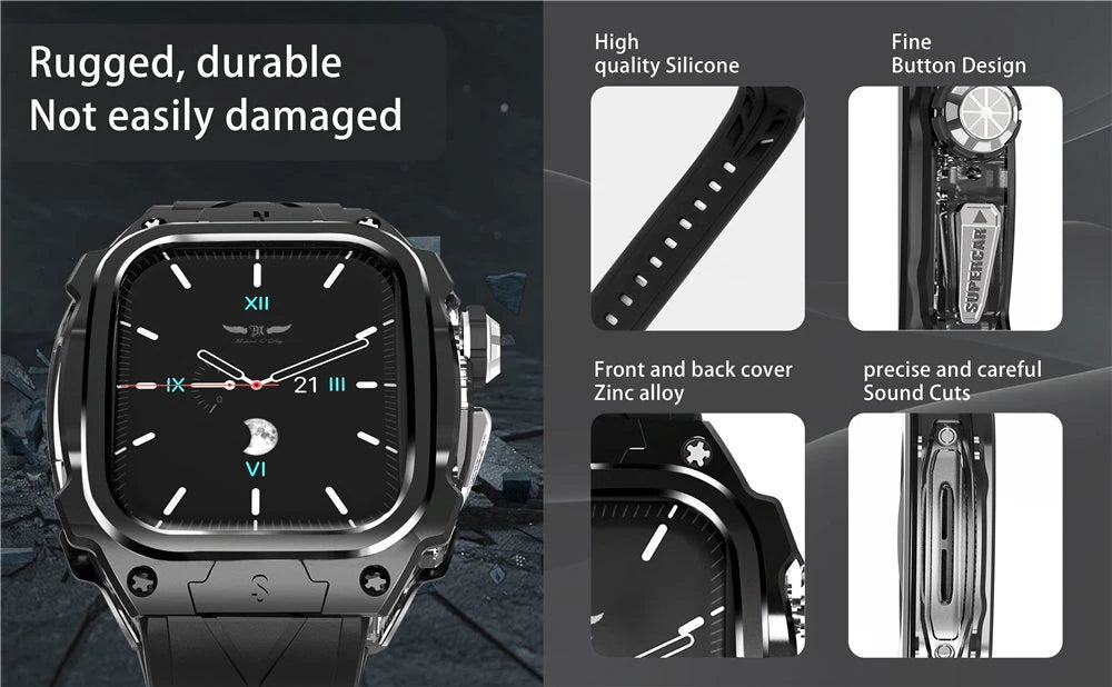 Steel Mod Kit Case Band Protective Cover For Apple Watch 10 46mm