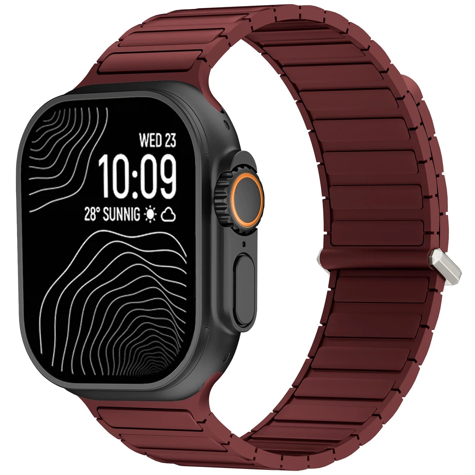 Magnetic Loop Metal Buckle Silicone Watch Bands For Apple Watch
