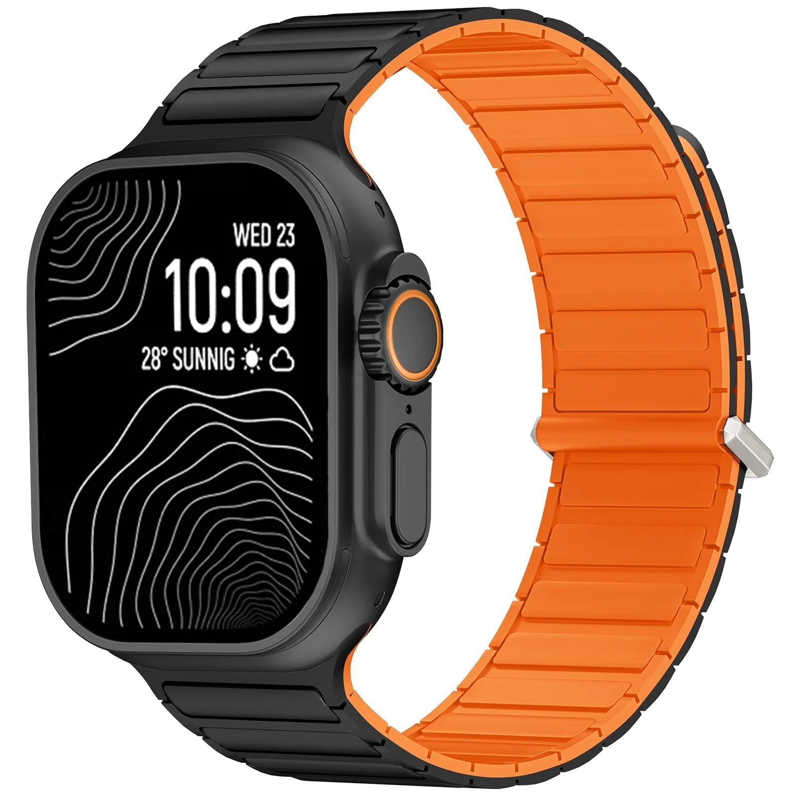 Magnetic Loop Metal Buckle Silicone Watch Bands For Apple Watch