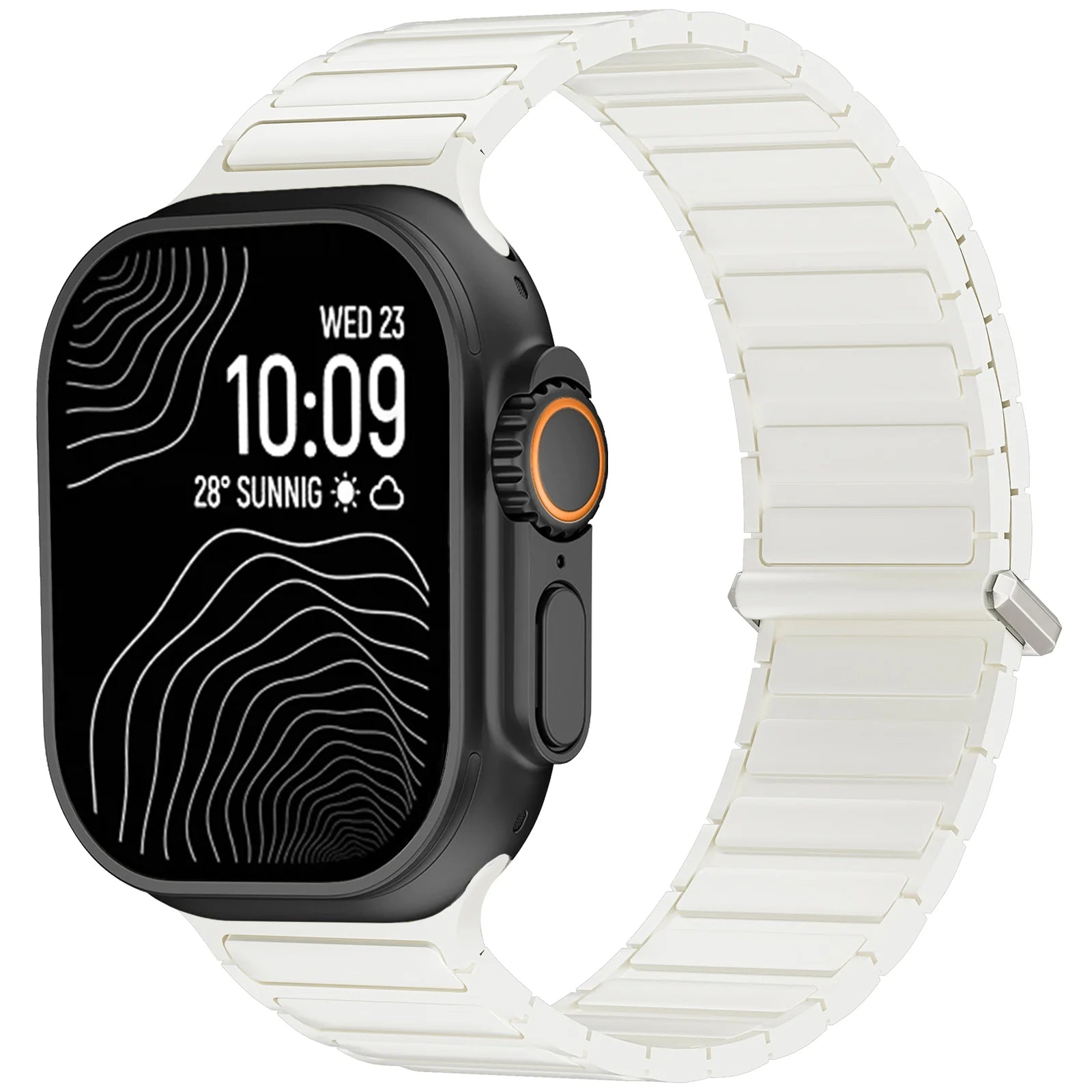 Magnetic Loop Metal Buckle Silicone Watch Bands For Apple Watch