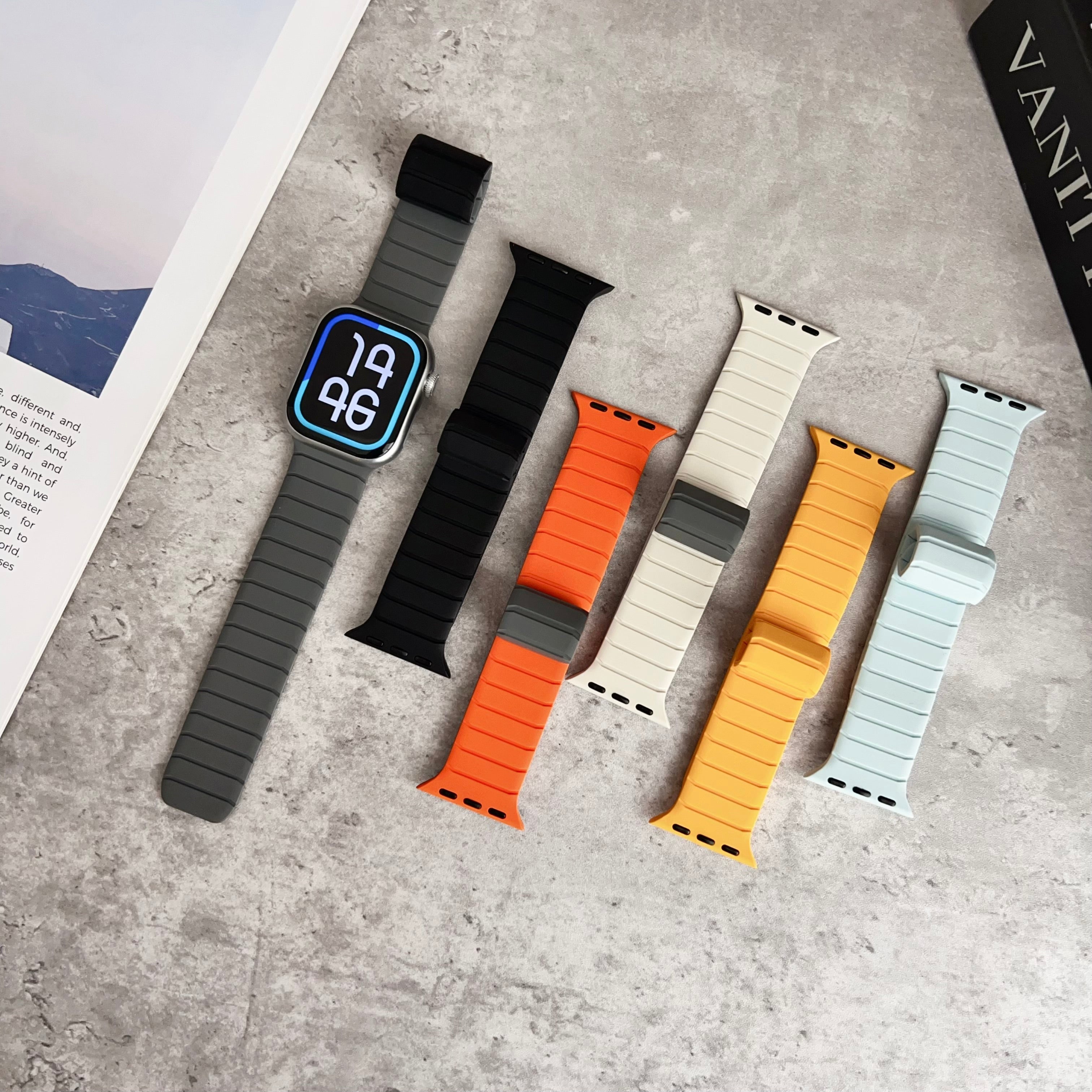 Tire tread magnetic strap for Apple Watch
