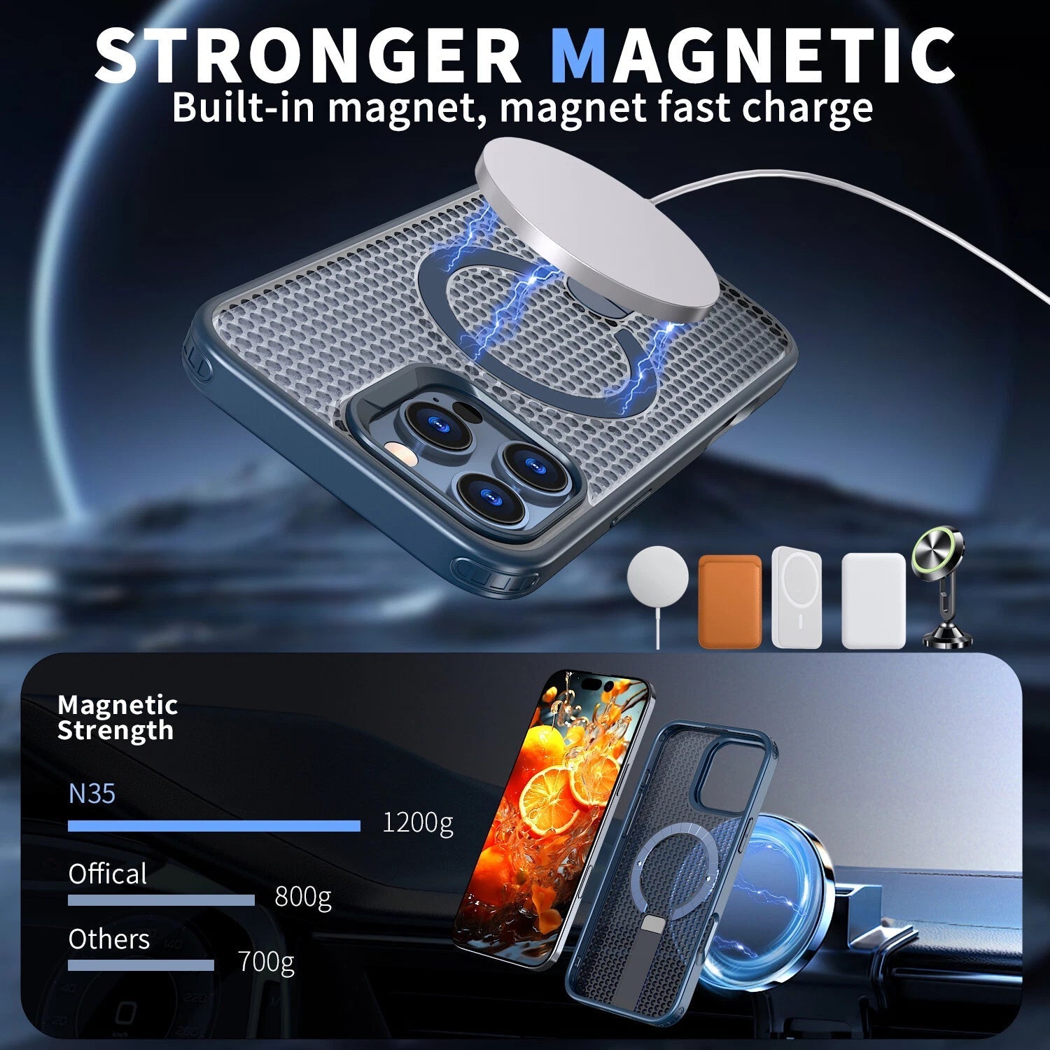 Heat Dissipation Stand Magnetic Case for iPhone