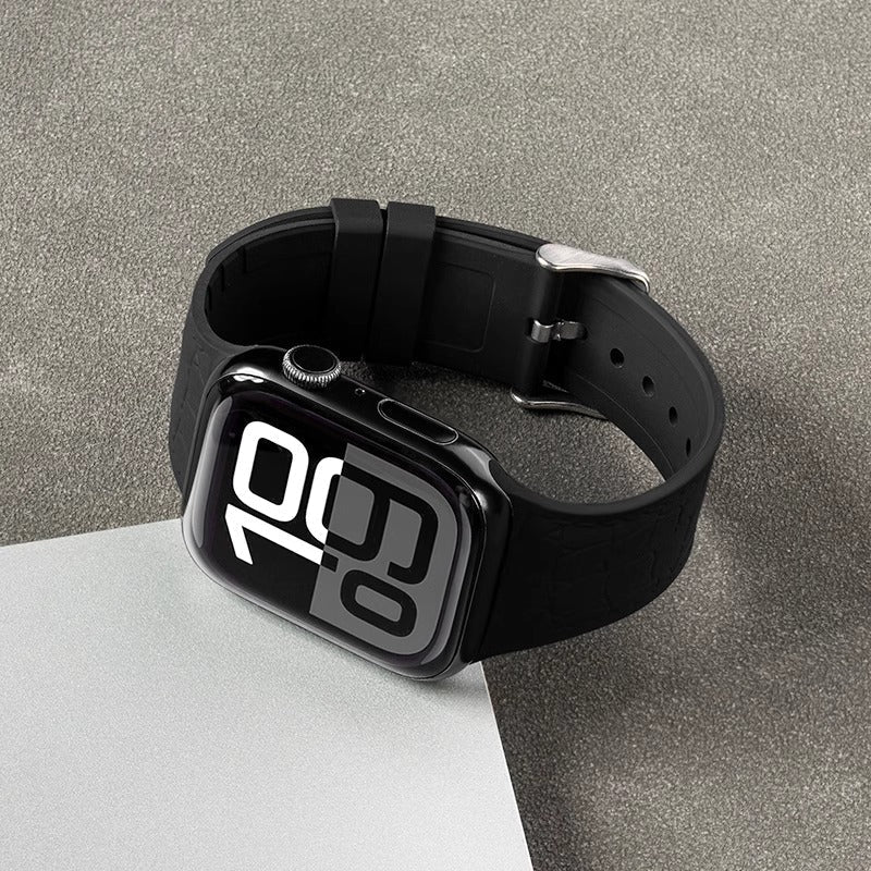 Lychee Texture Silicone Watch Band For Apple Watch