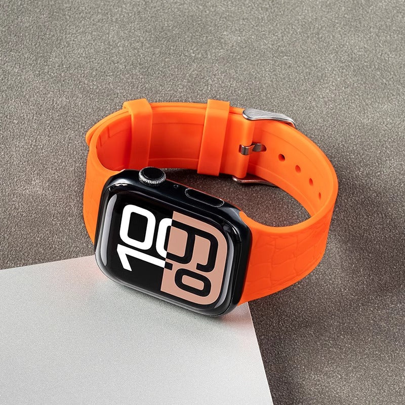 Lychee Texture Silicone Watch Band For Apple Watch