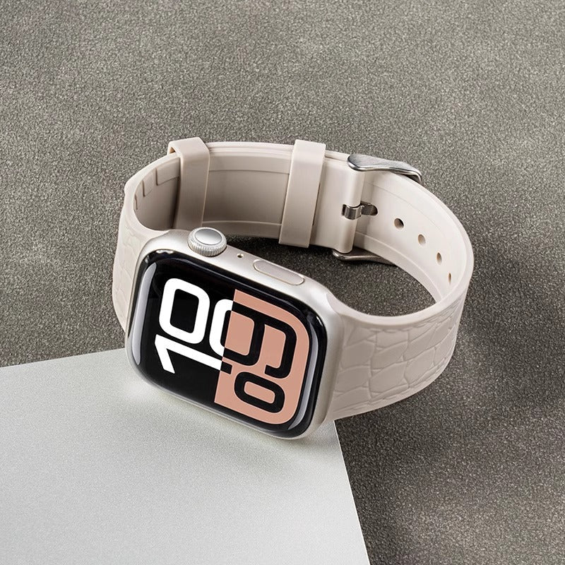 Lychee Texture Silicone Watch Band For Apple Watch