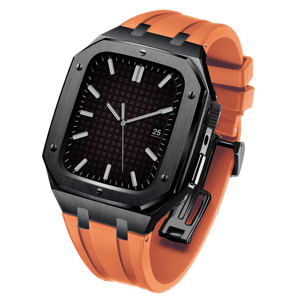 AP Silicone Band Stainless Steel Case Retrofit Kit For Apple Watch