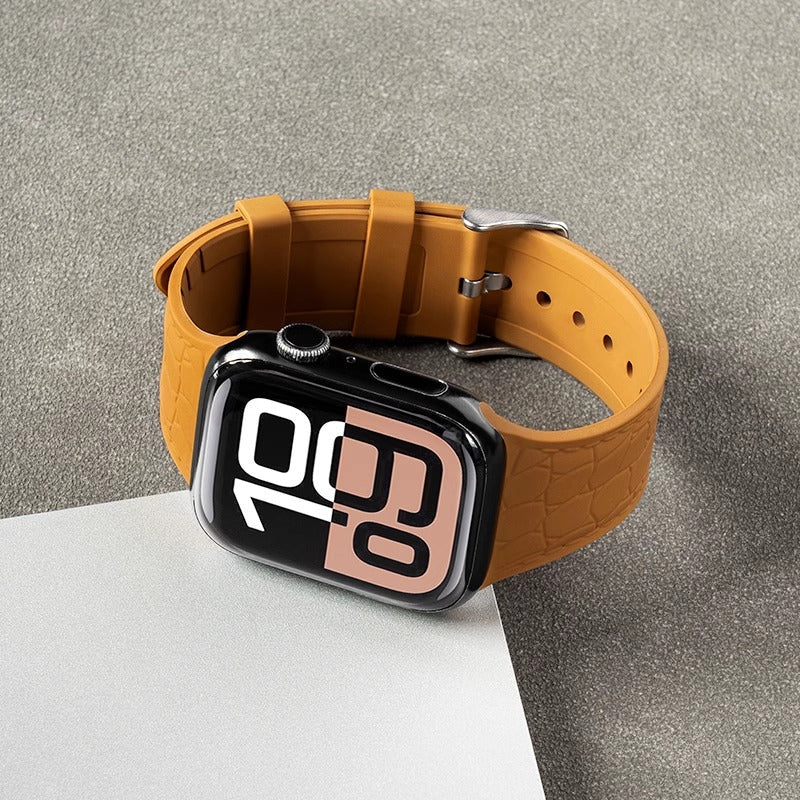 Lychee Texture Silicone Watch Band For Apple Watch