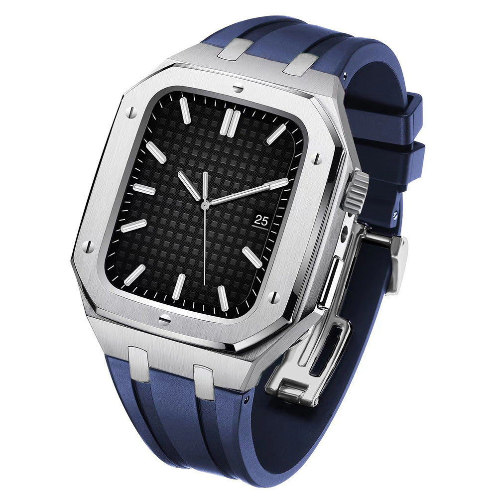 AP Silicone Band Stainless Steel Case Retrofit Kit For Apple Watch