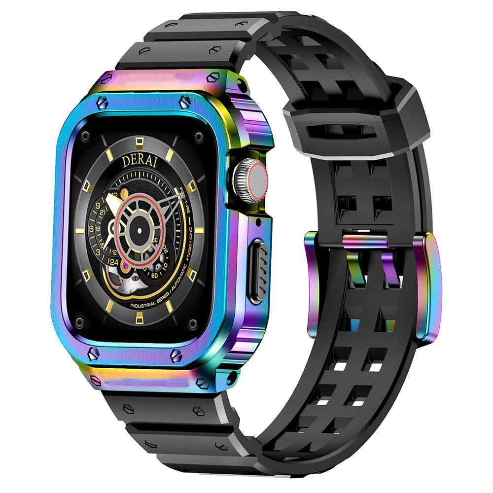 Silicone Band With Stainless Steel Case For Apple Watch